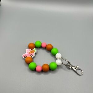 Colorful Beaded Keychain with Easter Charm - Handmade K0226C